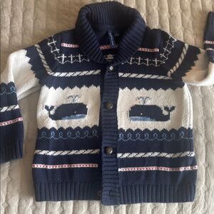 Janie and Jack Navy Cardigan with Pattern